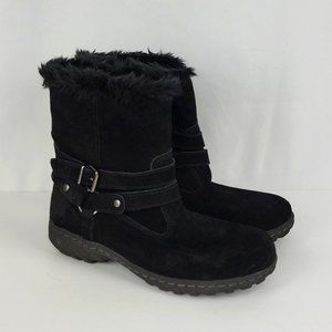 Khombu Kelly Black Suede Faux Fur Lined Winter Boots Size 8.5